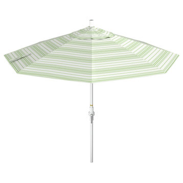9' Patio Umbrella White Pole Ribs Collar Tilt Crank Lift Pacific Premium, Wellfleet Basil