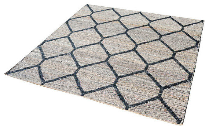 Dimond Econ Jacquard Weave Jute Rug, Natural and Black, 6