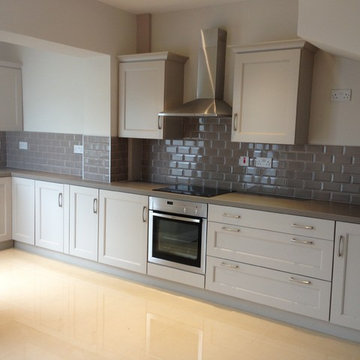 Kitchen Backsplash - Grey Bevelled Subway Tiles