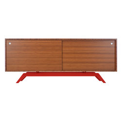 Eastvold Furniture - Elko Credenza, Bamboo, Red Base - Buffets And Sideboards
