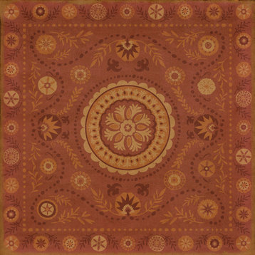 Pattern 38 Crimson 36x36 Vintage Vinyl Floorcloth