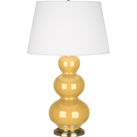 Robert Abbey Triple Gourd Table Lamp, Sunset Yellow/Antique Brass - SU40X