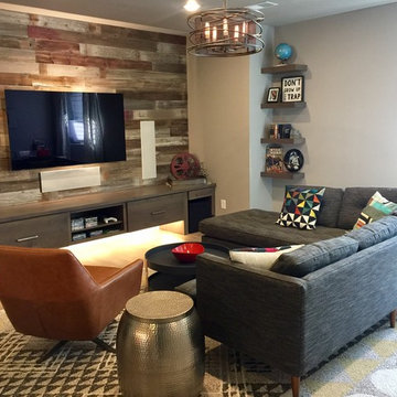 Finished basement with home theater