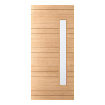 Albany – Multi Horizontal Plank Exterior White Oak Door with Vertical Lite (1-3/