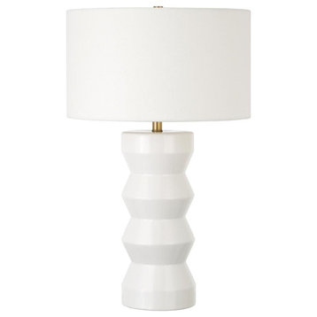 Carlin 28 Tall Ceramic Table Lamp with Fabric Shade in Matte White/White