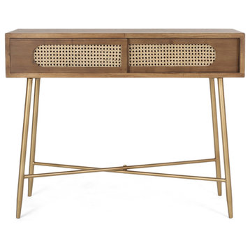 Alzada Rustic Glam Console Table with Wicker Accents