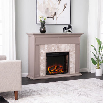 Torron Marble Tiled Electric Fireplace - Gray