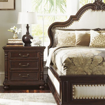 Newland Nightstand With Three Drawers And Carved Pilasters