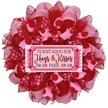 Ticket Good for Hugs and Kisses Valentine's Day Wreath