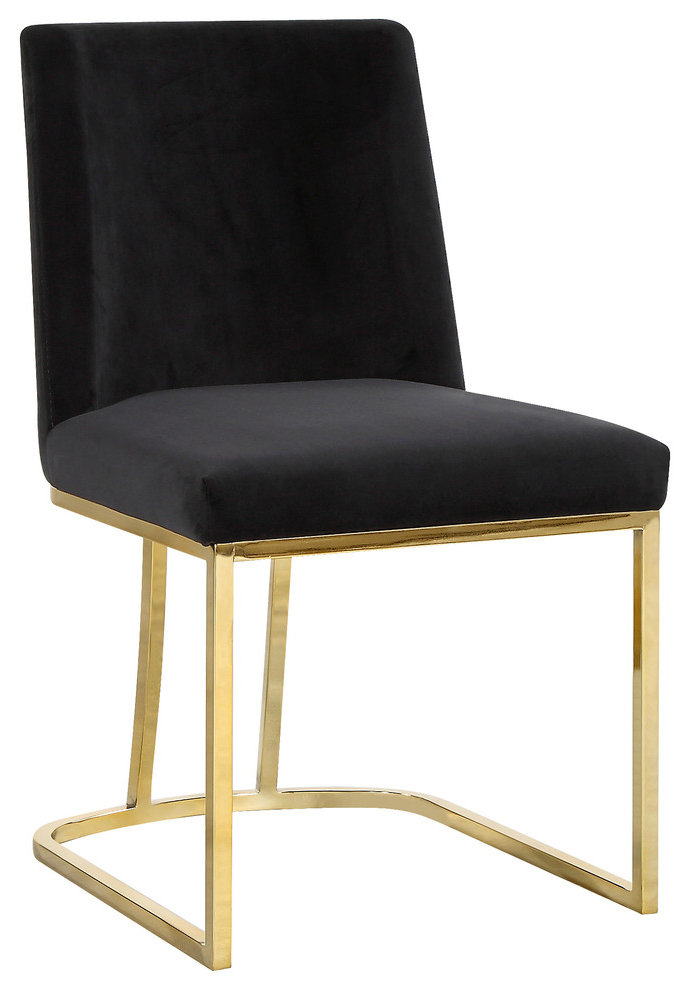 Heidi Velvet Dining Chairs, Set of 2, Black