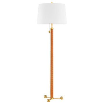 Hudson Valley Wharton 2-Light Floor Lamp, Aged Brass/White, L6170-AGB