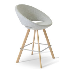 CRESCENT SWORD COUNTER/NATURAL VENEER-SILVER CAMIRA WOOL - Bar Stools And Counter Stools