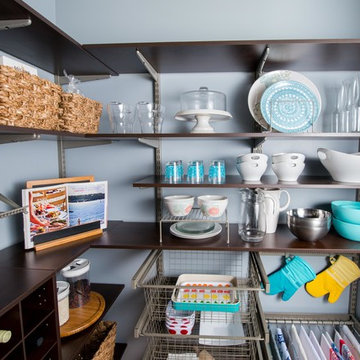 Pantry Shelving Organization | Organized Living freedomRail in Chocolate Pear