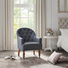 Rustic Manor Yair Accent Chair Upholstered, Linen, Dark Grey