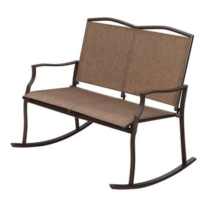 Black Patio Garden Glider Bench 2 Person Double Swing Chair Rocker