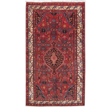 Consigned, Persian 4 x 8 Area Rug, Hamadan Hand-Knotted Wool Rug