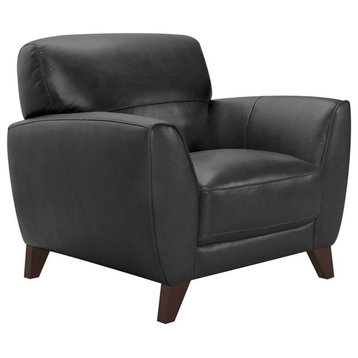 Armen Living Jedd Modern Leather Accent Chair in Black and Brown