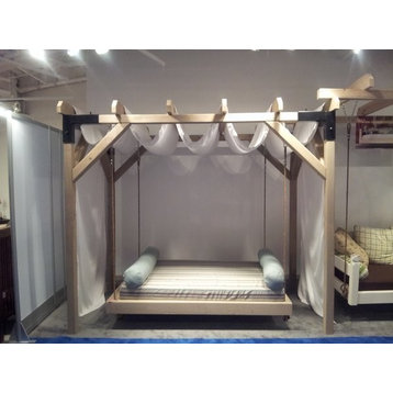 Nautical's Crib Swingbed, Antique Cypress Stain/Spectrum Graphite, Cypress Wood