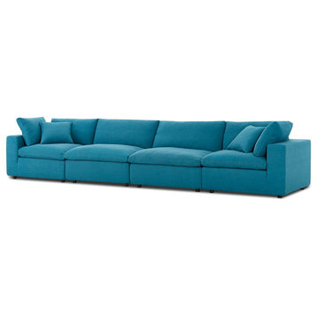 Modern Contemporary Urban Living Sectional Sofa Set, Aqua Blue