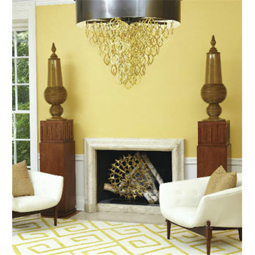Modern Gold Black Abstract Fireplace Screen | 26" Round Midcentury Firescreen