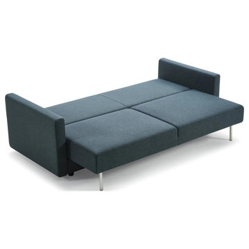 Nanda Modern Blue-Green Fabric Sofa Bed With Storage