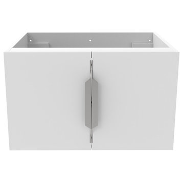 Alpine 24" Wall Mounted Bathroom Vanity, Base Only, White, Chrome Handles