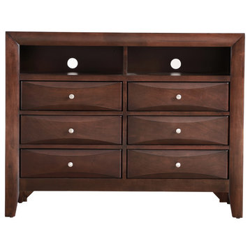 Marilla Cappuccino 6-Drawer Chest of Drawers (47 in. L X 17 in. W X 37 in. H)
