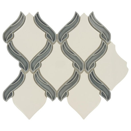 10"x12" Lumiere Decor Glossy Porcelain Tile, Orion Noir Gray