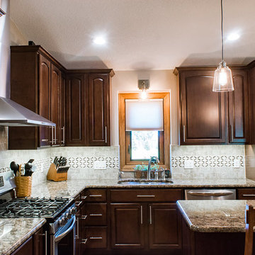 Remodel - Dark Maple Cabinets - Stone Tops - Mankato