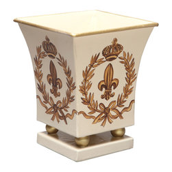 Gold Fleur de Lis Square Cachepots - Area Rugs