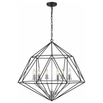 6 Light Chandelier in Tiffany Style - 30 Inches Wide by 26.5 Inches High