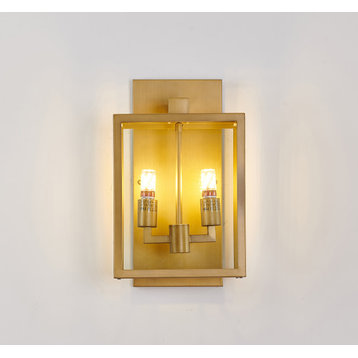 Brass Stainless Steel Outdoor Wall Sconce With Clear Glass Shade