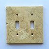 Light Walnut Travertine Switch Plate Cover Double Toggle, 4.5"x5.5"
