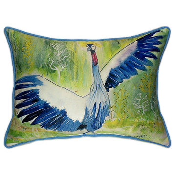 Betsy Drake Dancing Crane Bird Extra Large 20 X 24 Indoor / Outdoor Pillow