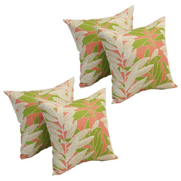 17" Square Polyester Outdoor Throw Pillows, Set of 4, Eastbluff Coral