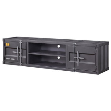Bowery Hill Contemporary TV Stand with Open Storage in Gunmetal