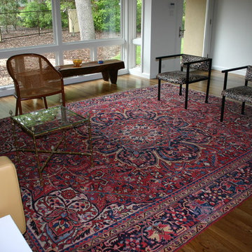 Midcentury Modern using Antique tribal and village carpets