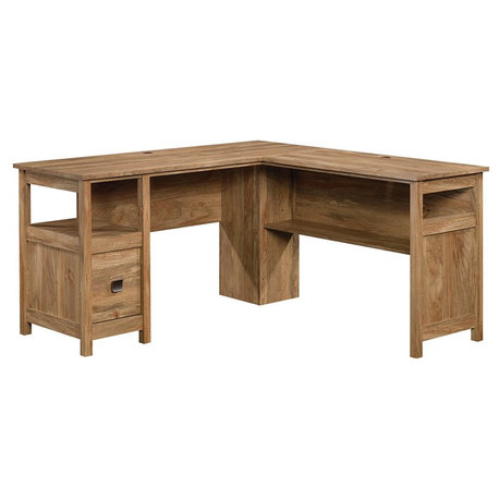 Sauder Cannery Bridge Engineered Wood L Shaped Desk in Sindoori Mango/Natural