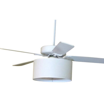 Ceiling Fan Light Kit With Linen Shade (Fan NOT included), White, 17"x17"x8"