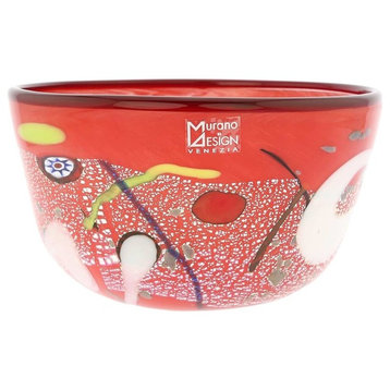 GlassOfVenice Murano Glass Modern Art Bowl - Red