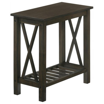 Furniture of America Quint Contemporary Wood Side Table in Dark Gray