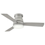 Hinkley - Hinkley Trey 44" Led Fan, Brushed Nickel - Trey features a sleek flush mount design that packs a powerful punch. Its transitional style comes equipped with robust blades that seamlessly pair performance and precision. Trey is offered in versatile Brushed Nickel, Metallic Matte Bronze and Matte White finish options, and its integrated LED and DC motor technology deliver excellent energy efficiency. A timeless etched opal glass completes the look for a refined appearance. Trey is so versatile, it can be used for both indoor and outdoor spaces.