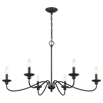 6 Light 36.75 in. Matte Black Chandelier