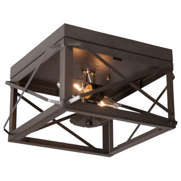 Double Ceiling Light With Folded Bars, Kettle Black