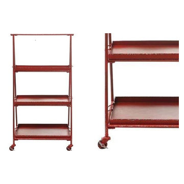 HUGE Red Metal 3-Tier Shelf on Casters