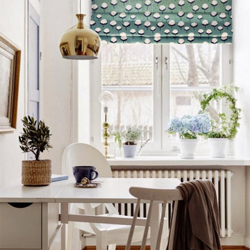 Spruce green Quick Fix Washable Flat Fold Roman Shades, Window Blinds