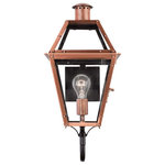 Quoizel - Quoizel Rue De Royal One Light Outdoor Lantern RO8410AC - One Light Outdoor Lantern from Rue De Royal collection in Aged Copper finish. Number of Bulbs 1. Max Wattage 100.00 . No bulbs included. From the Charleston Copper Lantern Collection this piece gives you the historic look of gas lighting but without the hassle of a propane feed. It is all electric solid copper and hand riveted giving your home the romantic reproduction style of antique gas lights still popular today on many of the charming homes in New Orleans and Charleston. No UL Availability at this time.