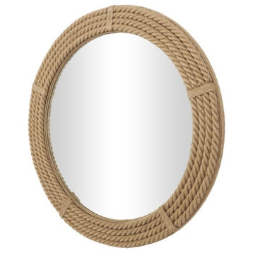 Bohemian Wall Mirror, Unique Framed Design With MDF Back, Brown Rope Round