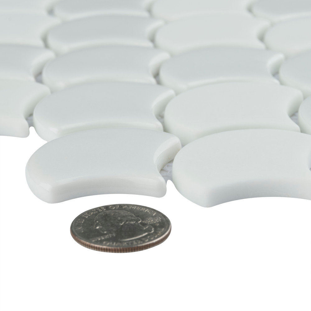 Expressions Scallop White Glass Floor and Wall Tile
