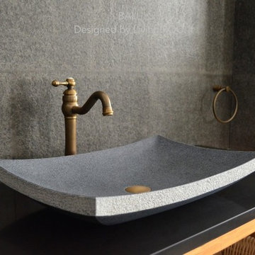 BALI 23"x16'' GRAY GRANITE BATHROOM VESSEL SINK